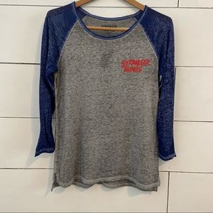 Stranger Things 3/4 Sleeve Tee Shirt. Size Large.
